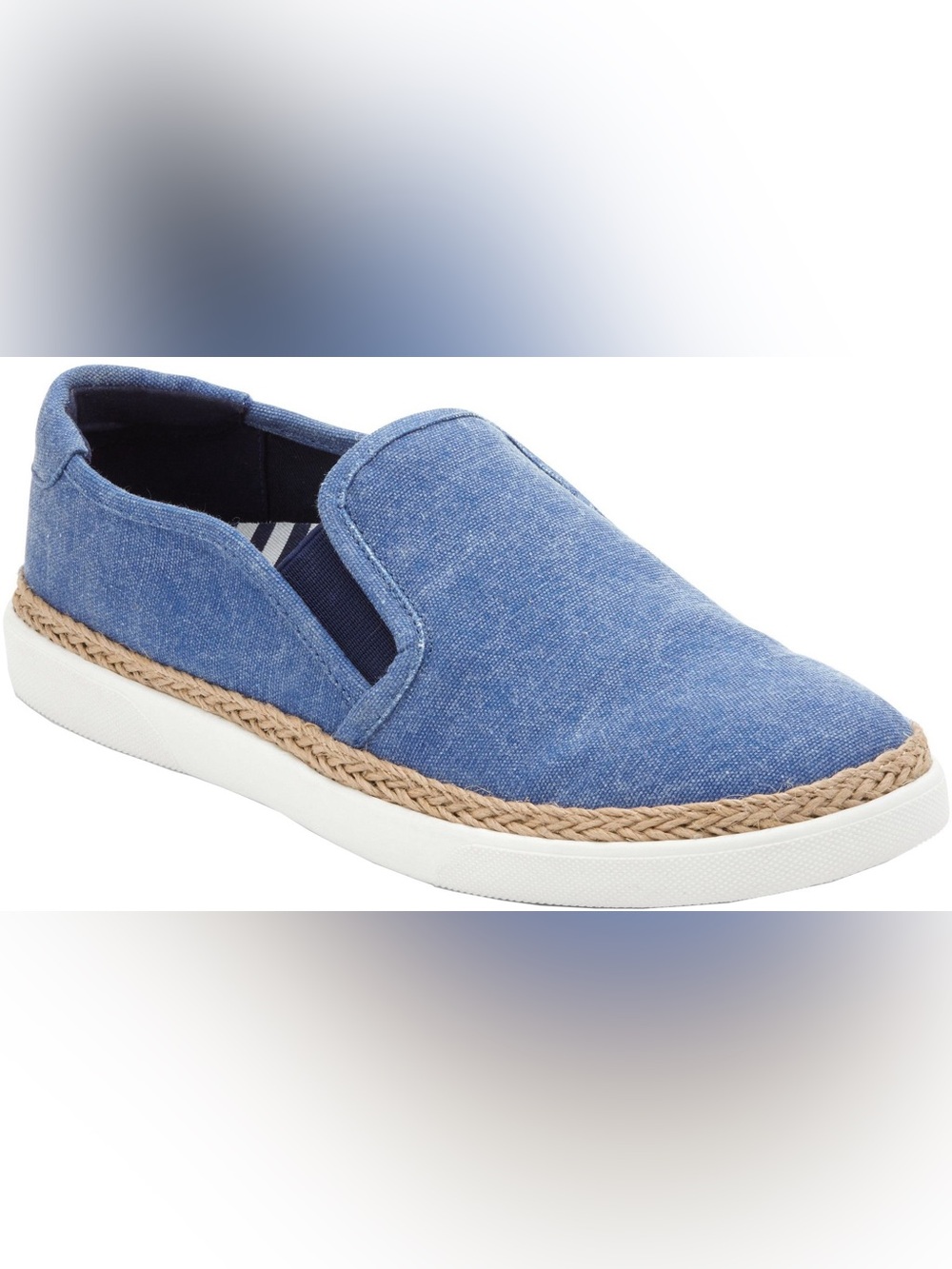 Women’s VIONIC Rae navy and raffia slip on sneakers- Size 7